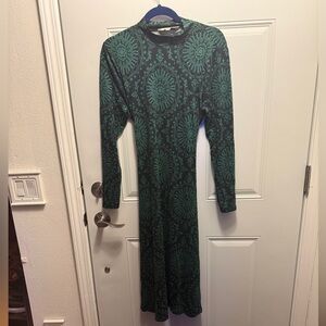 Boden Teal black Long Sleeve midi-Dress 10